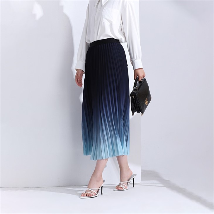 Dark Blue Ladies' Pleated Skirt